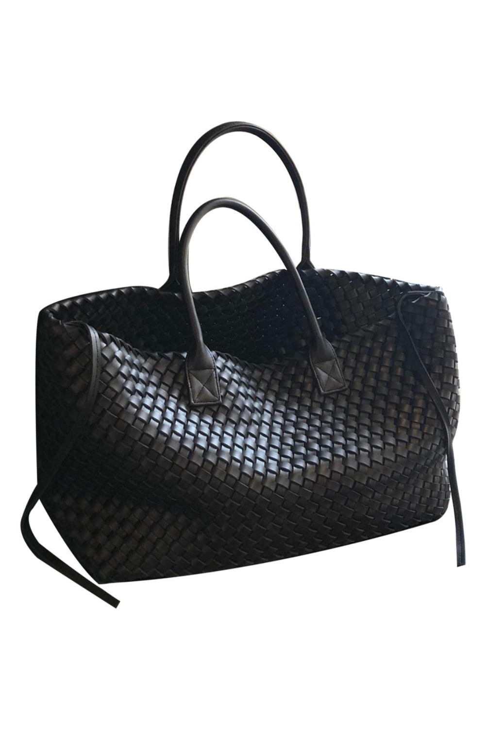 Large Woven Faux Leather Tote Bag | Spacious Design with Soft Handles 0