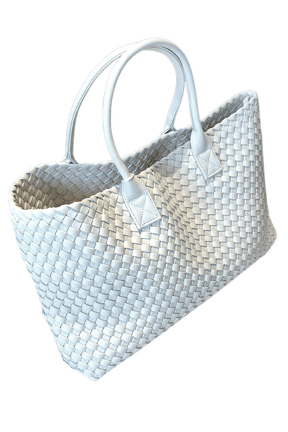 Large Woven Faux Leather Tote Bag | Spacious Design with Soft Handles 2