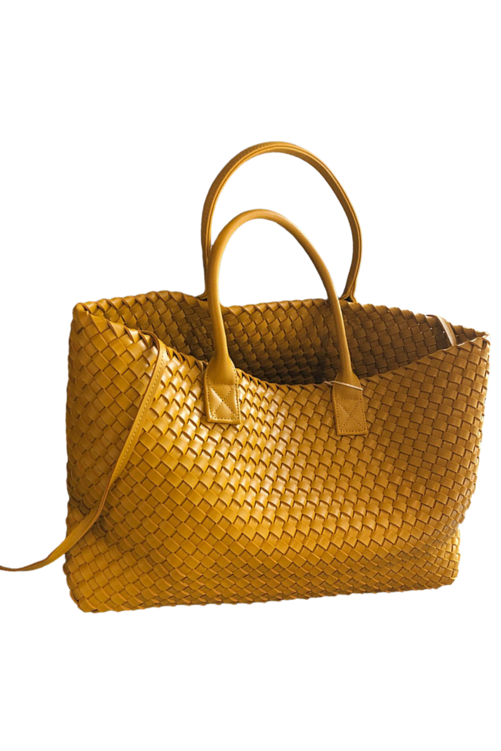 Large Woven Faux Leather Tote Bag | Spacious Design with Soft Handles 3