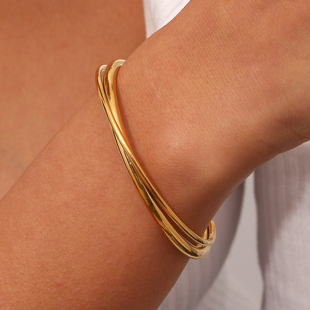 Layered Gold Bangle | Ethically Sourced Stainless Steel with 18k Gold Finish 1
