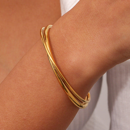 Layered Gold Bangle | Ethically Sourced Stainless Steel with 18k Gold Finish 1