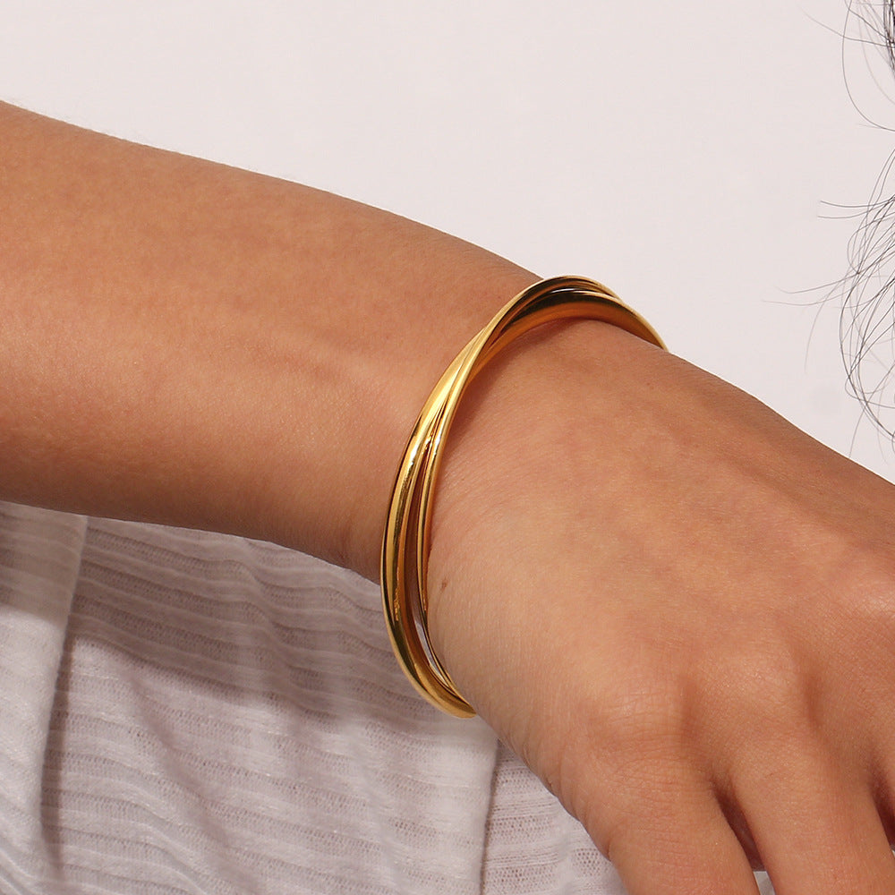 Layered Gold Bangle | Ethically Sourced Stainless Steel with 18k Gold Finish 2