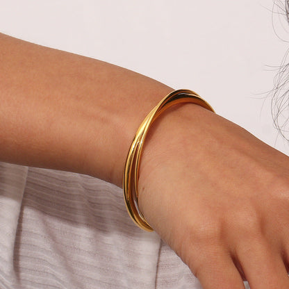 Layered Gold Bangle | Ethically Sourced Stainless Steel with 18k Gold Finish 2