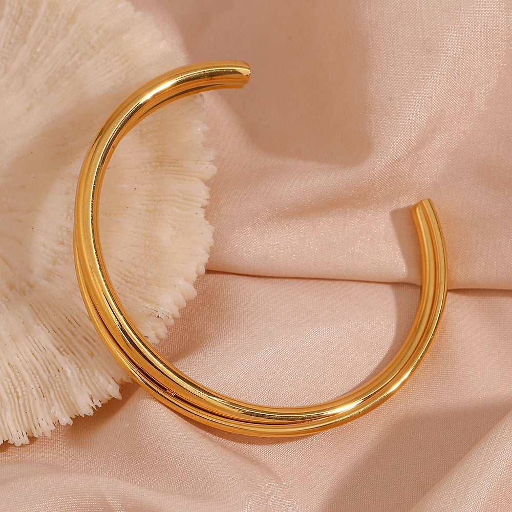 Layered Gold Bangle | Ethically Sourced Stainless Steel with 18k Gold Finish 3