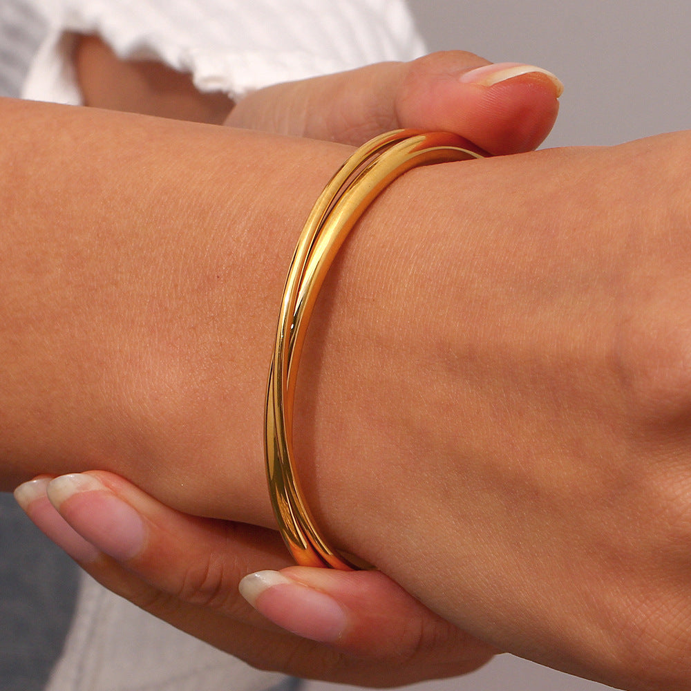 Layered Gold Bangle | Ethically Sourced Stainless Steel with 18k Gold Finish 4