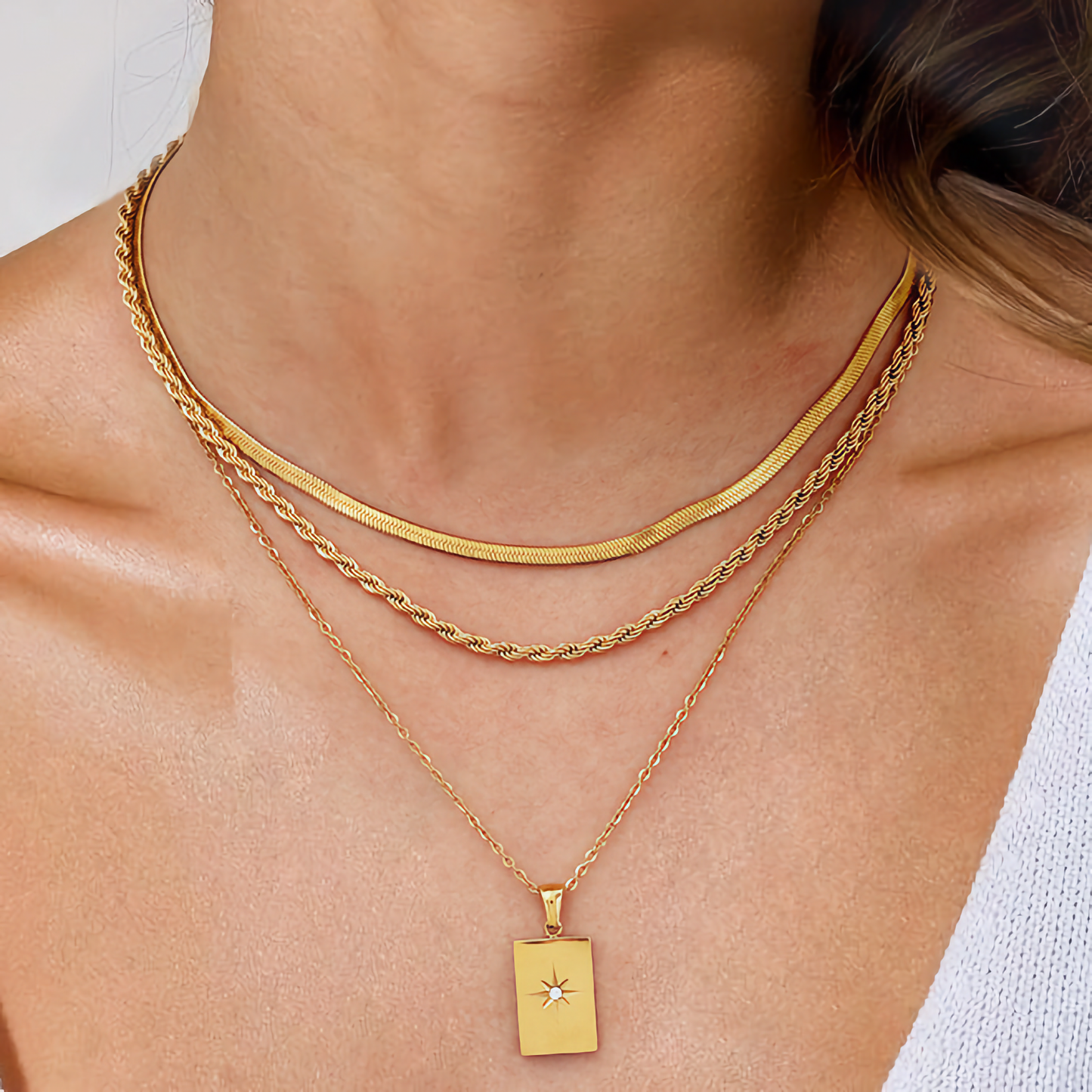Layered Gold Necklace | Durable Stainless Steel-Plated 18k Gold Chains 2