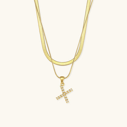 Layered Initial Letter Necklace | 18k Gold with Freshwater Pearls 13