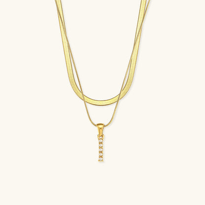 Layered Initial Letter Necklace | 18k Gold with Freshwater Pearls 16