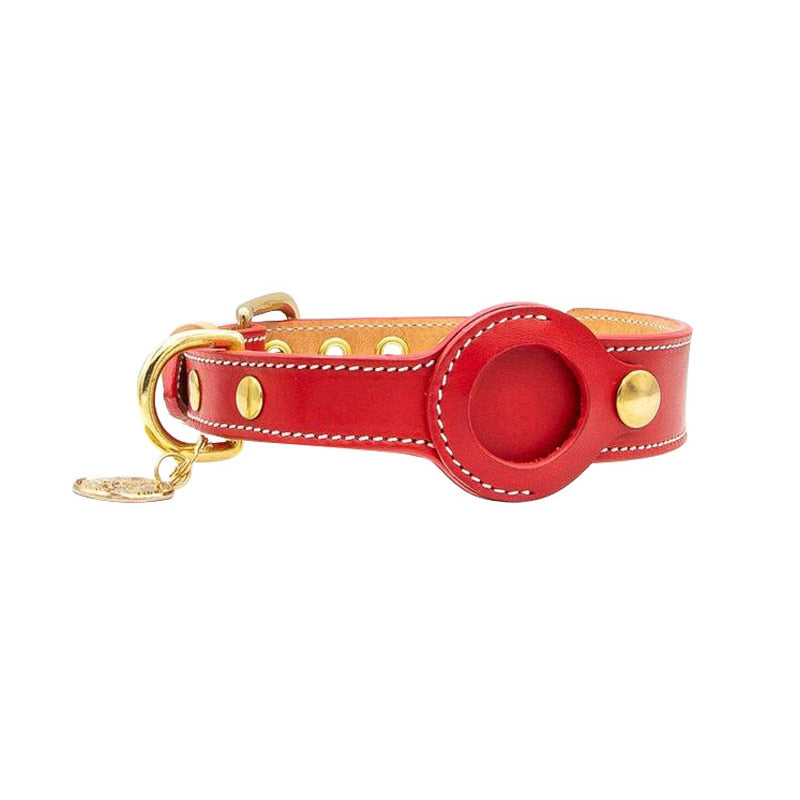 Leather Dog Collar | Durable Design with Real-Time Apple AirTag Tracker 2