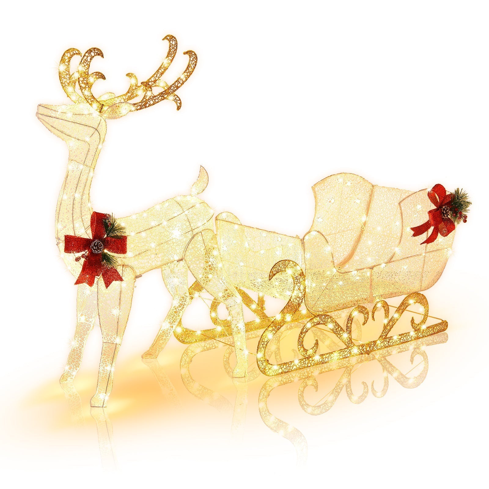 Lighted Christmas Reindeer | 215 LED Lights with Sleigh for Festive Decor 0