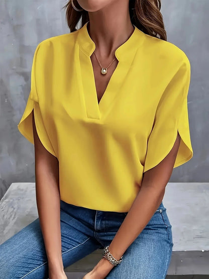 Lightweight Blouse | Tailored V-Neck Design with Cap Sleeves 2