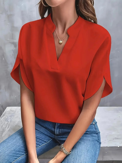 Lightweight Blouse | Tailored V-Neck Design with Cap Sleeves 4