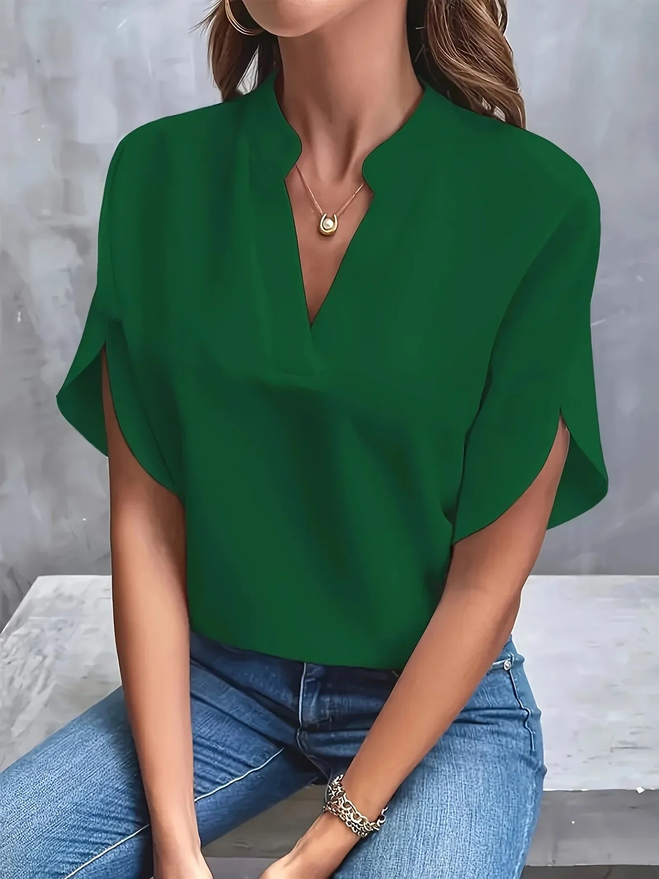 Lightweight Blouse | Tailored V-Neck Design with Cap Sleeves 6
