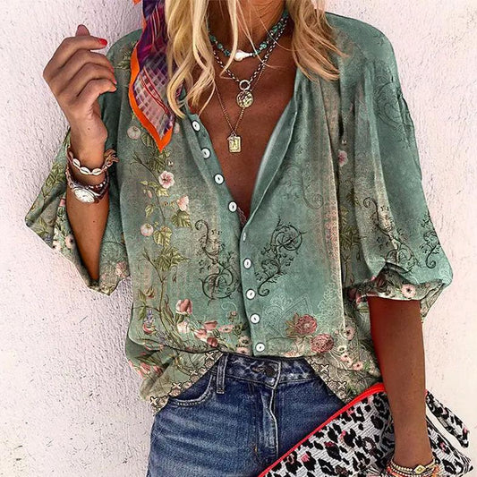 Lightweight Boho Blouse | Effortless V-Neck Design 0