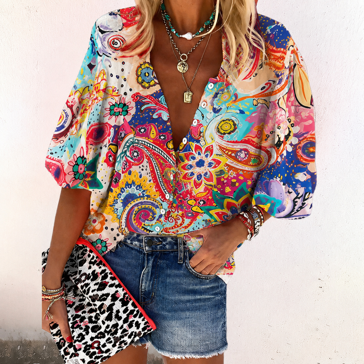 Lightweight Boho Blouse | Effortless V-Neck Design 1