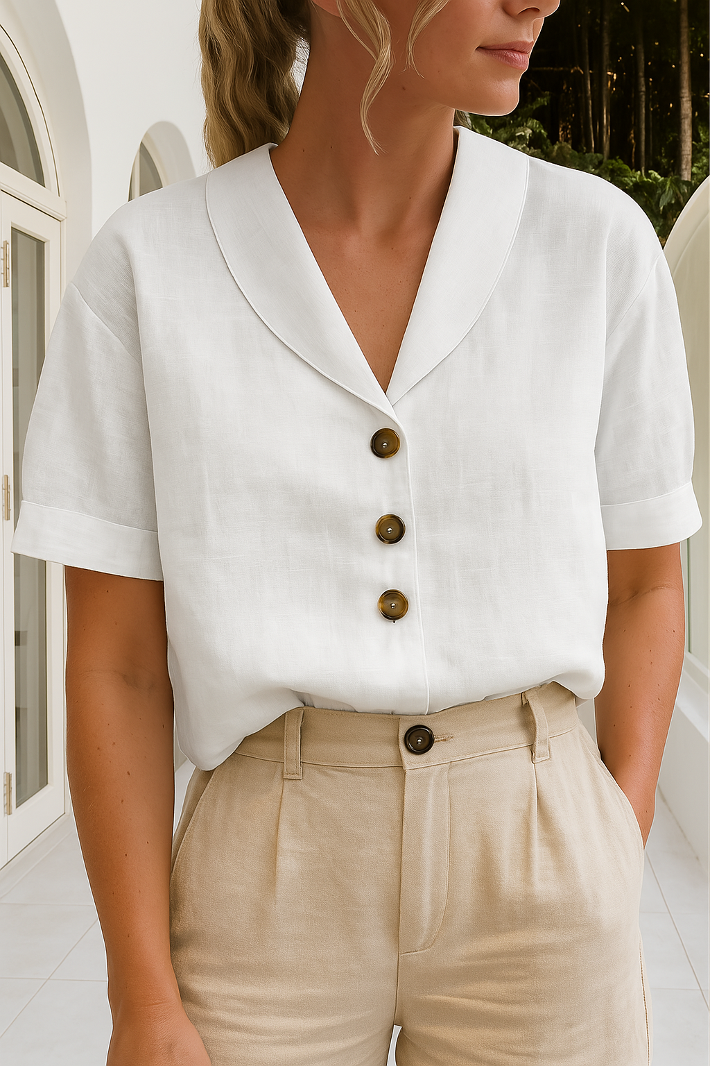 Lightweight Draped Blouse | Breathable Fabric Design 0