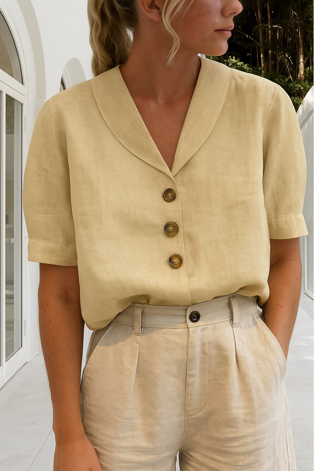Lightweight Draped Blouse | Breathable Fabric Design 1