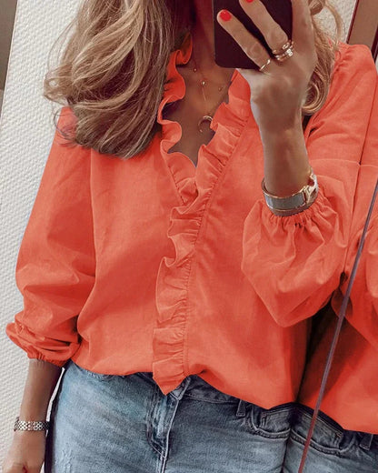 Lightweight Women's Blouse | Ruffled Puff Sleeve Design 1