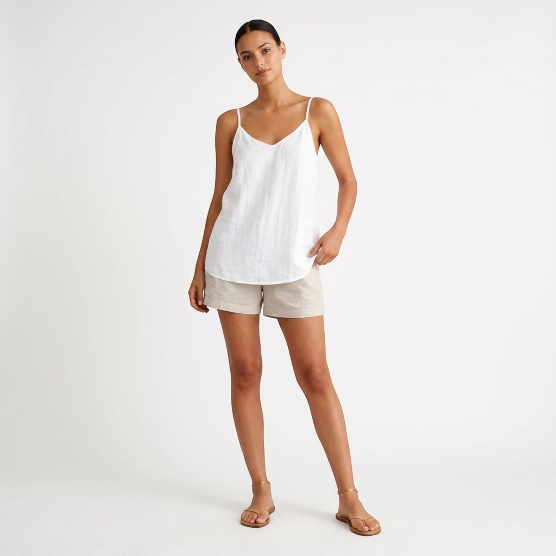 Linen Tank Top | Breathable Spaghetti Strap Design 0