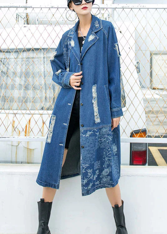 Long Denim Coat | Trendy Long Denim Jacket with Pockets and Comfortable Fit 0
