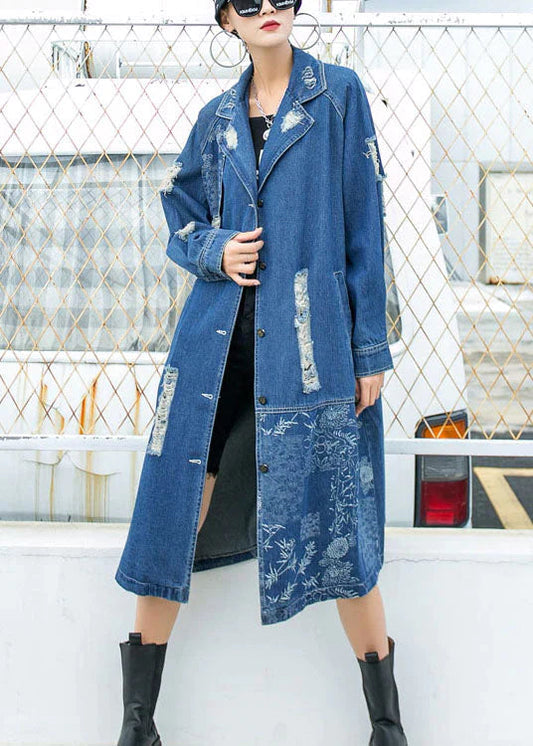 Long Denim Coat | Trendy Long Denim Jacket with Pockets and Comfortable Fit 0