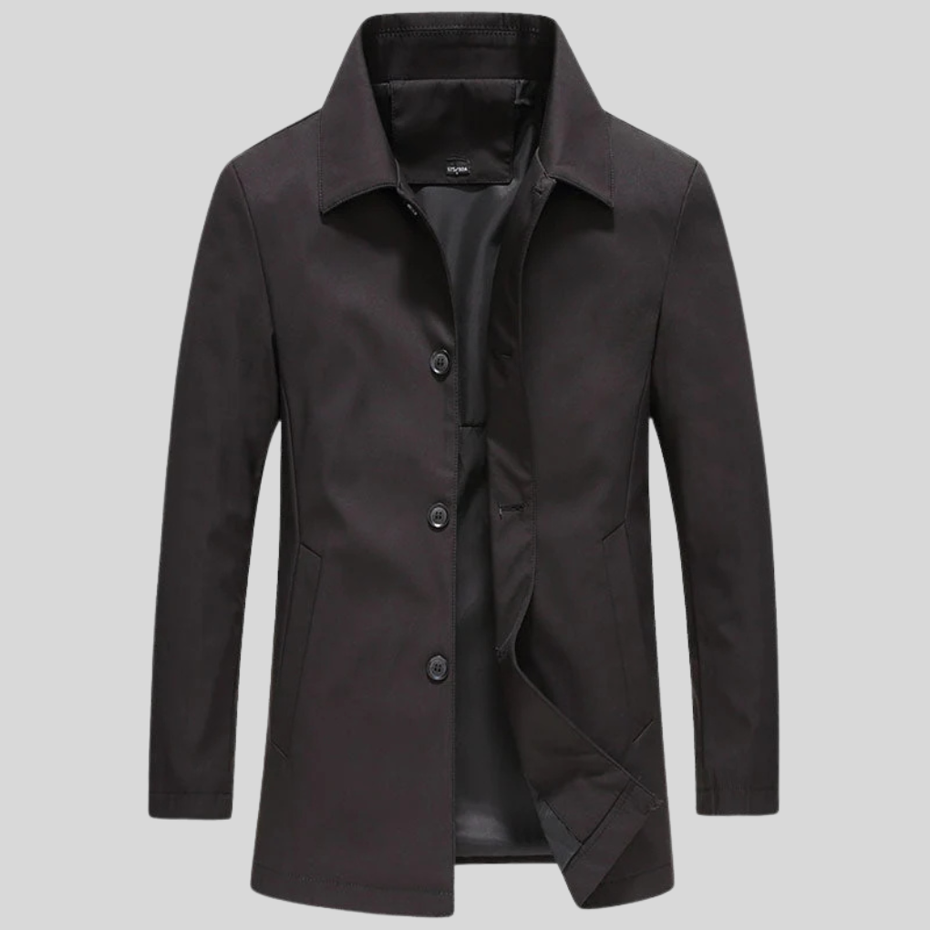 Long Overcoat | Windproof Men's Coat with Modern Fit 0