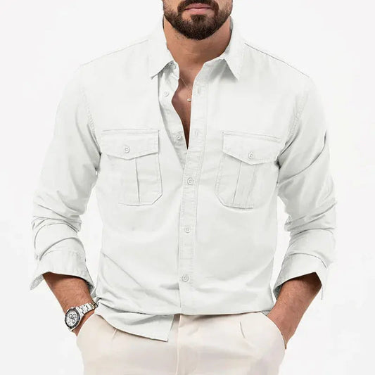 Long Sleeve Men's Shirt | Durable Fabric with Chest Pockets for Casual Elegance 0