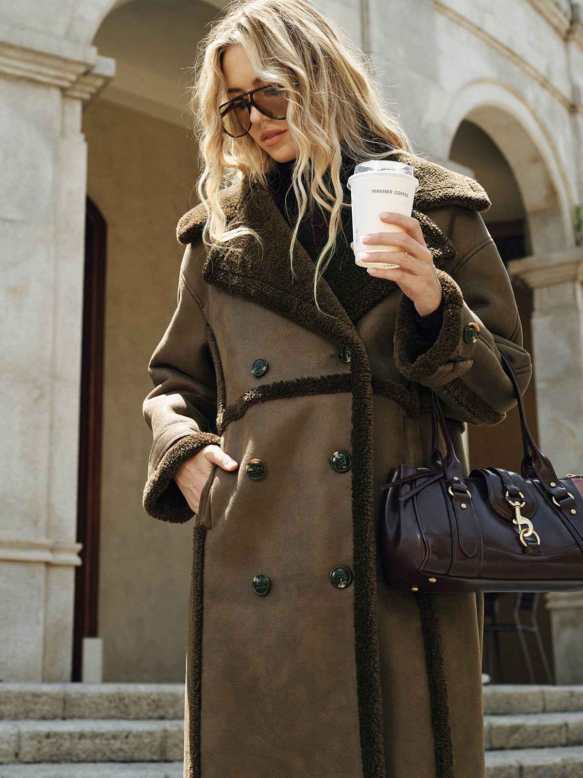 Longline Trench Coat | Fleece-Lined Faux Leather for Cold Weather 0