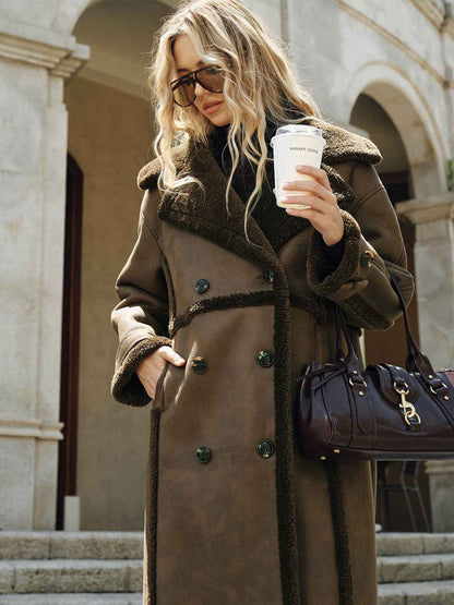 Longline Trench Coat | Fleece-Lined Faux Leather for Cold Weather 0