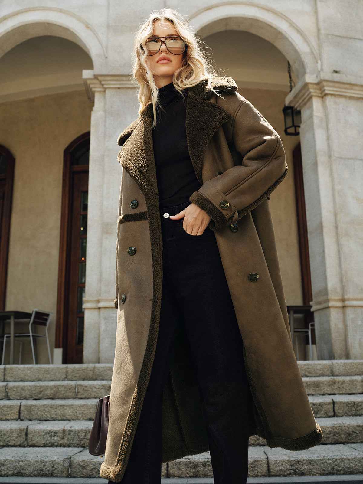 Longline Trench Coat | Fleece-Lined Faux Leather for Cold Weather 1