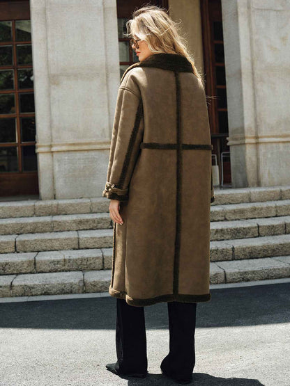 Longline Trench Coat | Fleece-Lined Faux Leather for Cold Weather 4