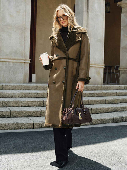 Longline Trench Coat | Fleece-Lined Faux Leather for Cold Weather 6