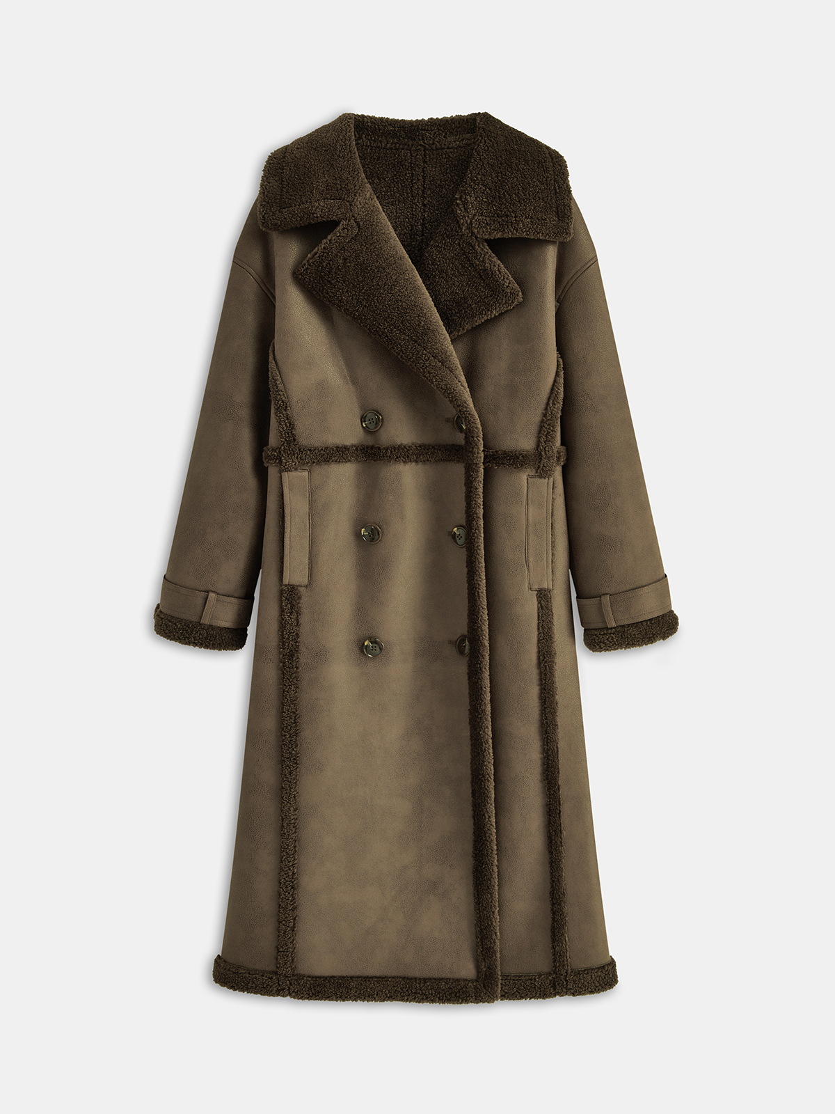 Longline Trench Coat | Fleece-Lined Faux Leather for Cold Weather 7