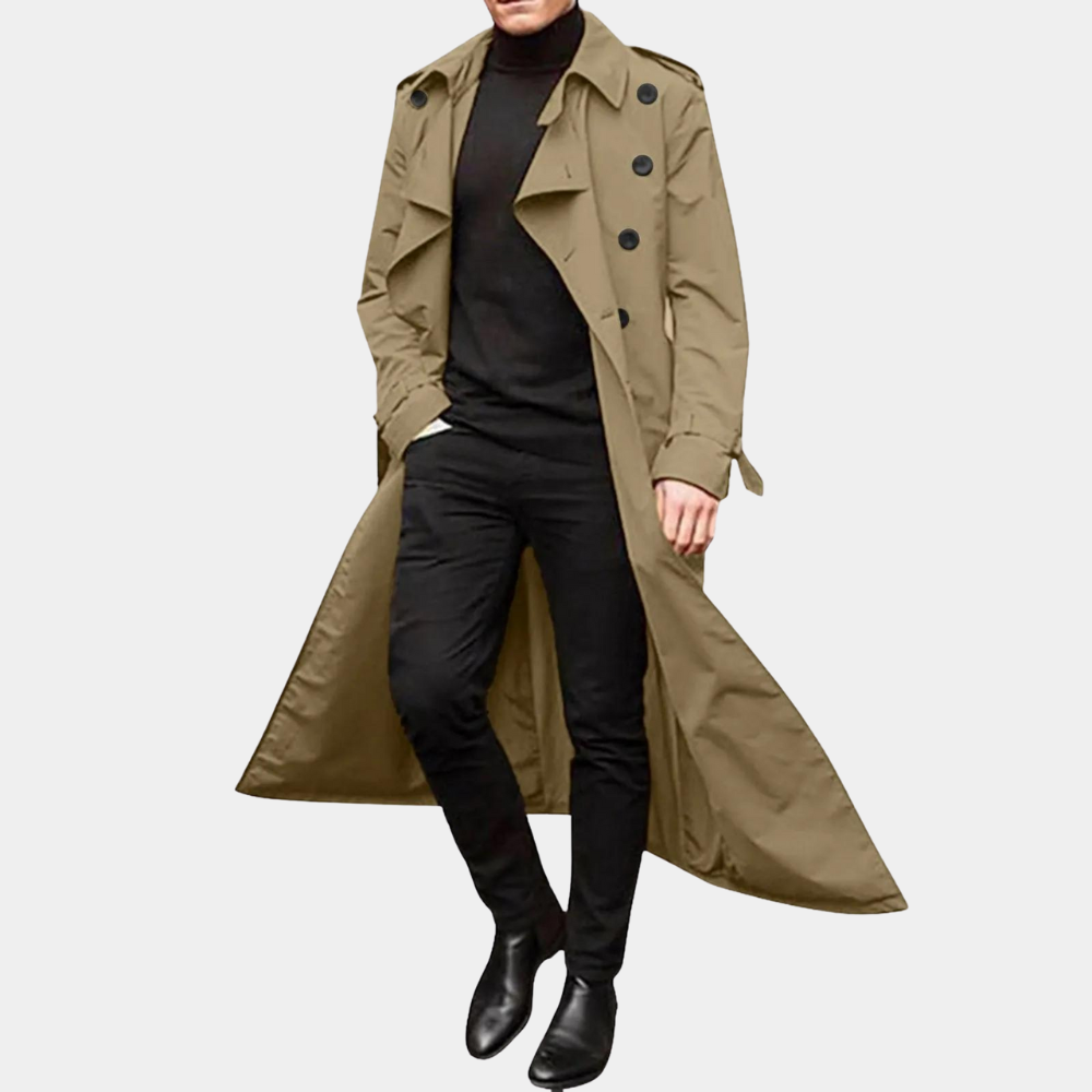 Longline Trench Coat | Water-Resistant Design for Men 0