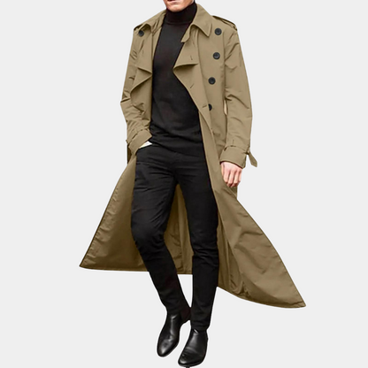 Longline Trench Coat | Water-Resistant Design for Men 0