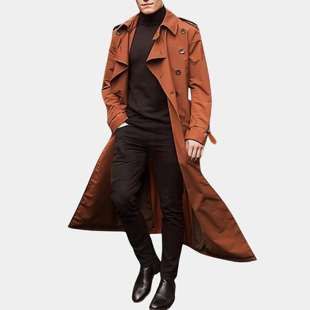 Longline Trench Coat | Water-Resistant Design for Men 4