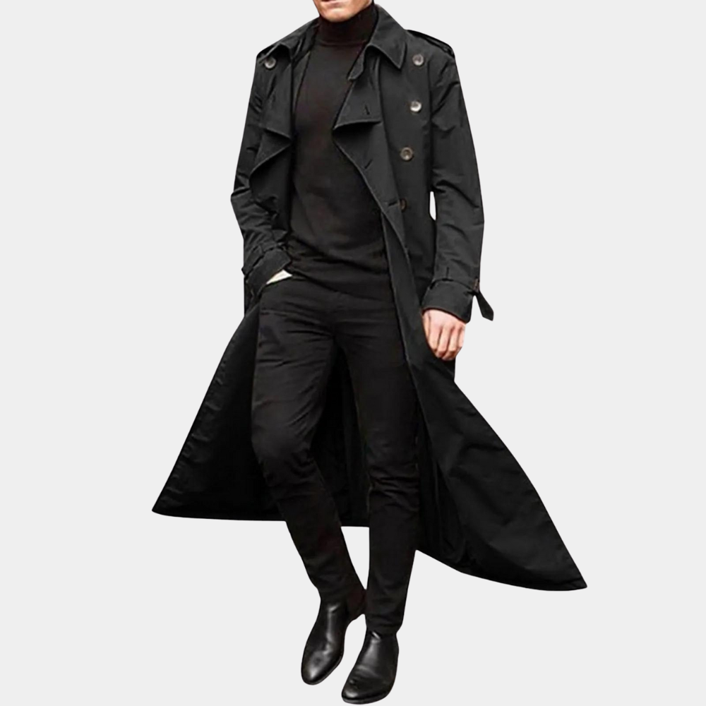 Longline Trench Coat | Water-Resistant Design for Men 6
