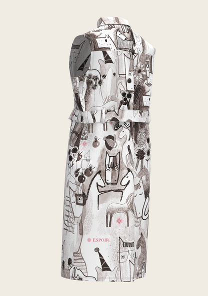 The Horse Fair Monochrome Sleeveless Shirt Dress