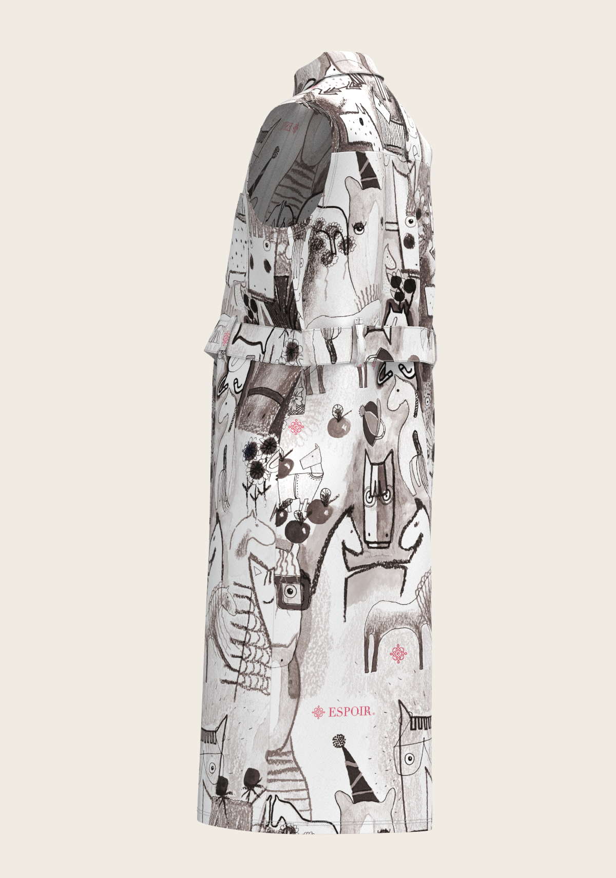 The Horse Fair Monochrome Sleeveless Shirt Dress