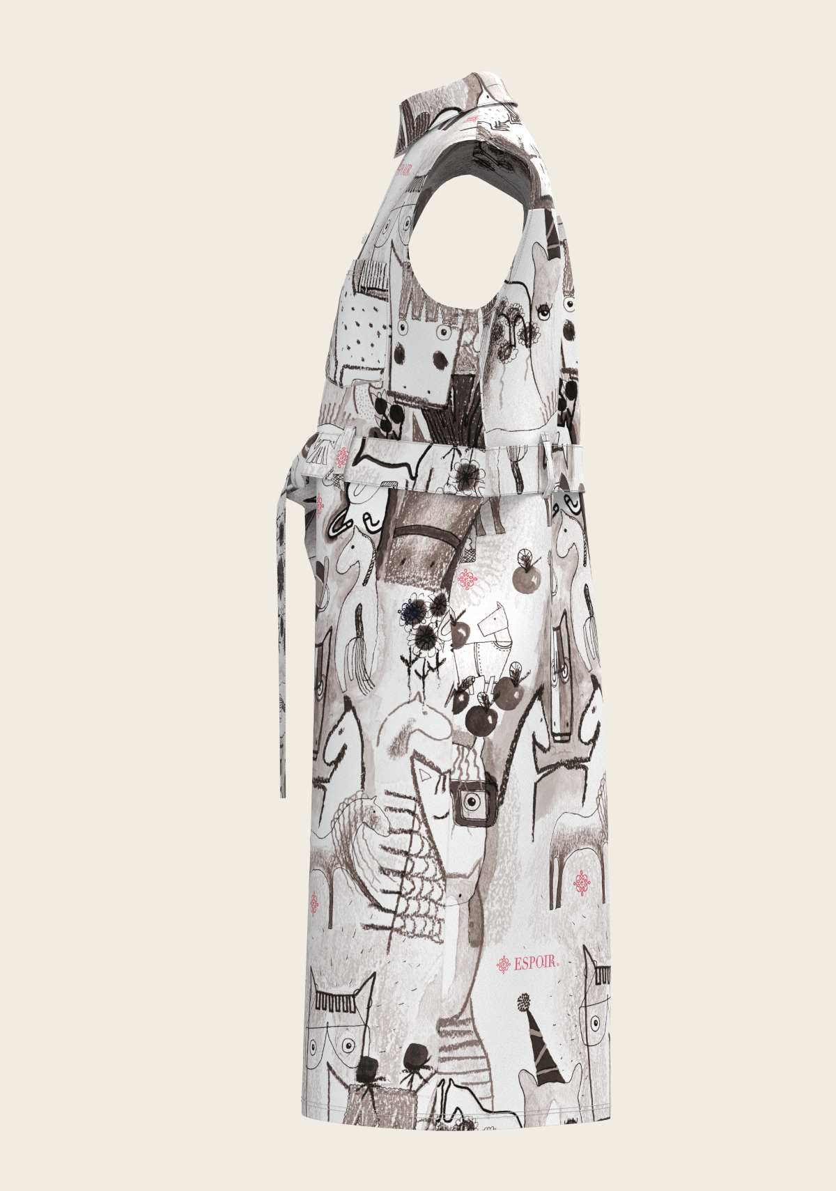 The Horse Fair Monochrome Sleeveless Shirt Dress