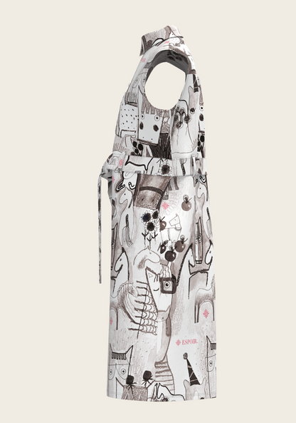 The Horse Fair Monochrome Sleeveless Shirt Dress