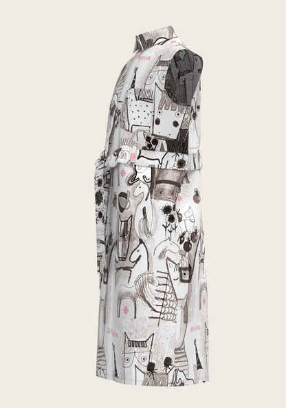 The Horse Fair Monochrome Sleeveless Shirt Dress