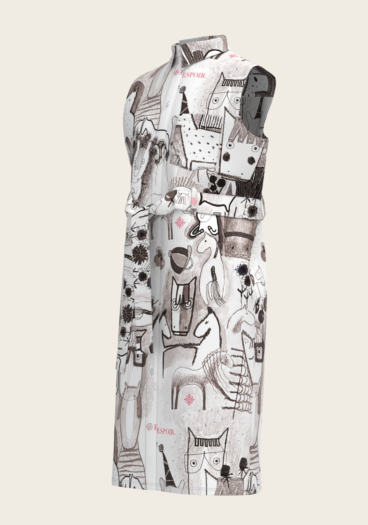 The Horse Fair Monochrome Sleeveless Shirt Dress