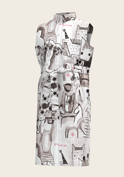 The Horse Fair Monochrome Sleeveless Shirt Dress