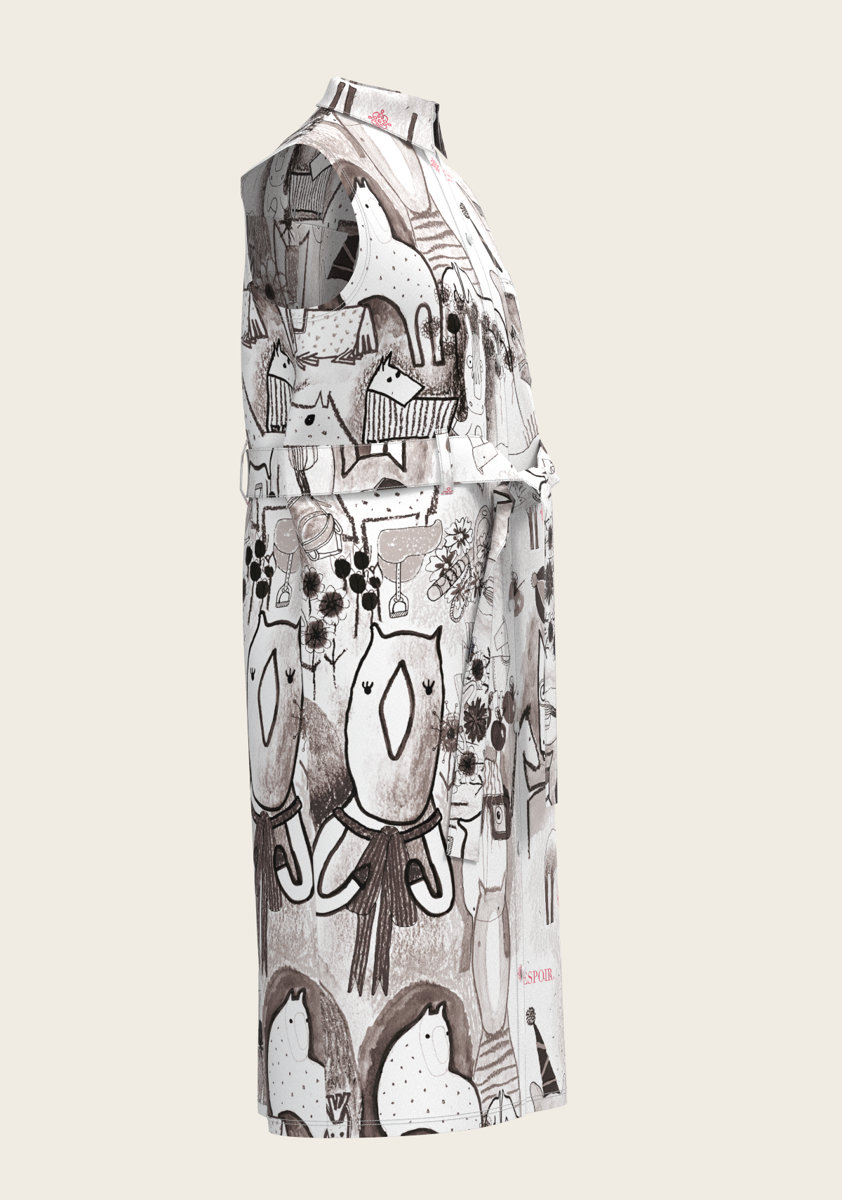 The Horse Fair Monochrome Sleeveless Shirt Dress