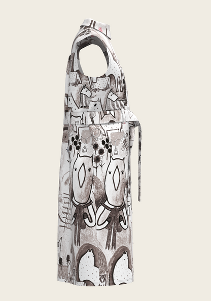 The Horse Fair Monochrome Sleeveless Shirt Dress