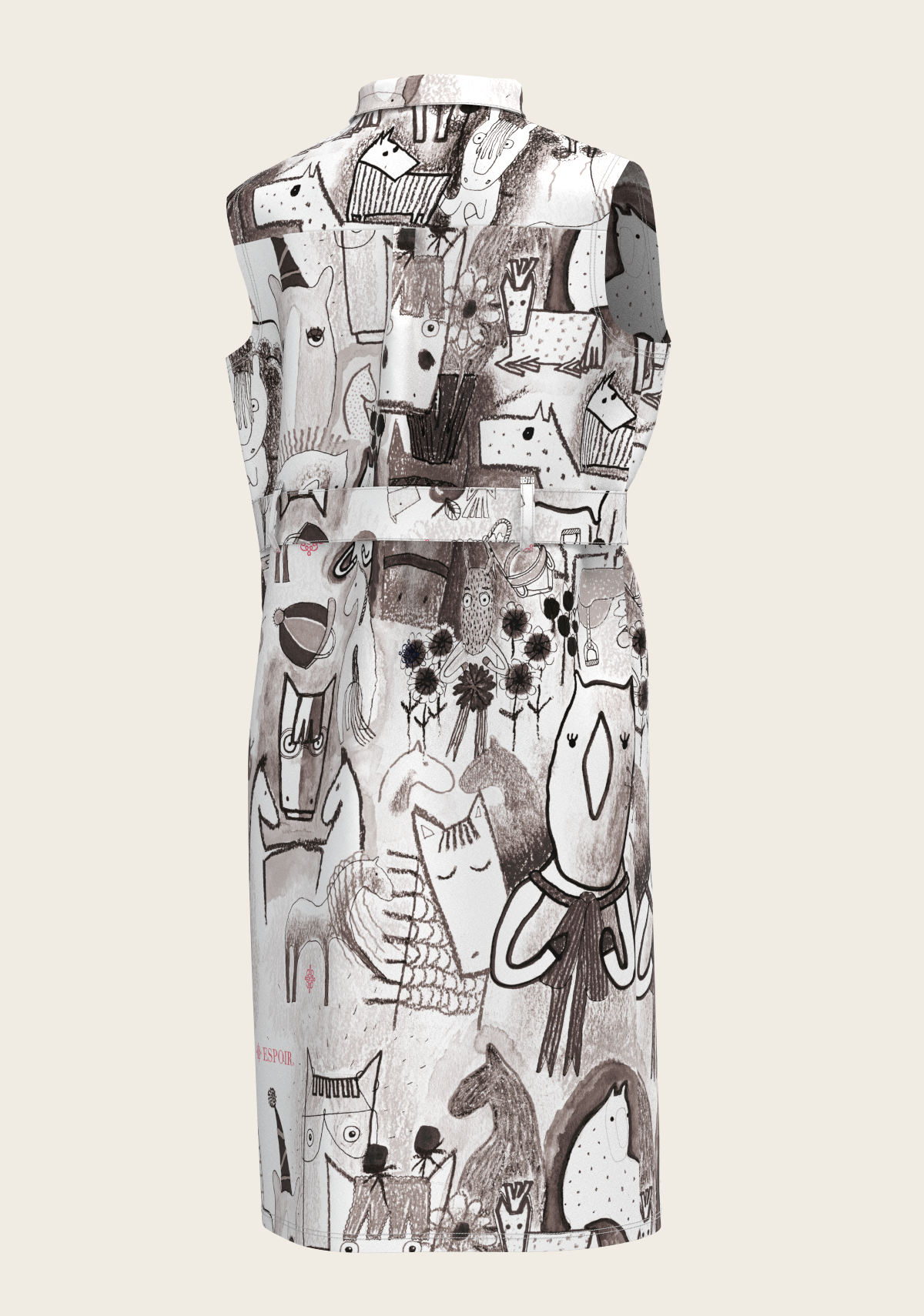 The Horse Fair Monochrome Sleeveless Shirt Dress