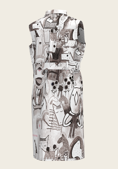 The Horse Fair Monochrome Sleeveless Shirt Dress
