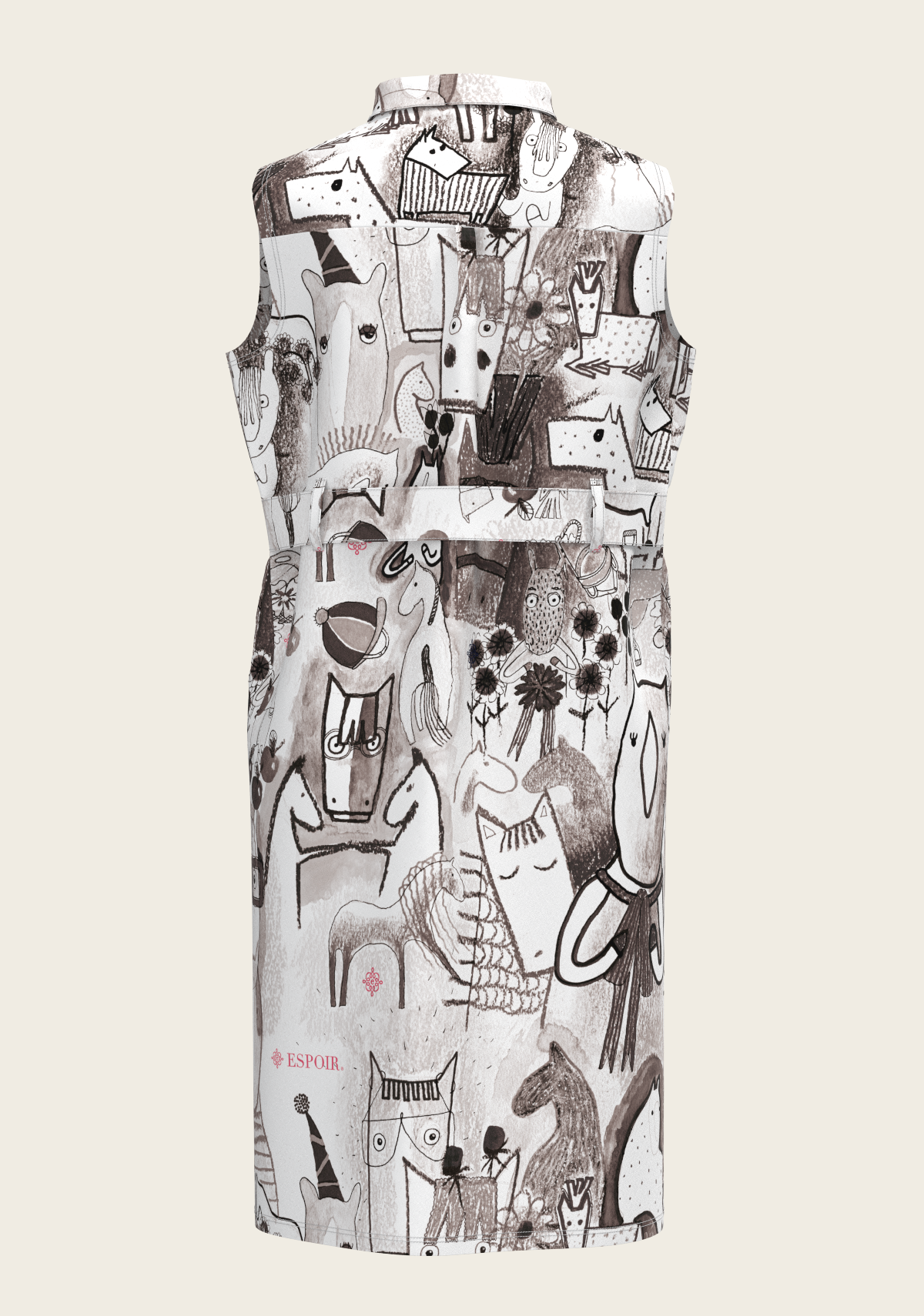 The Horse Fair Monochrome Sleeveless Shirt Dress