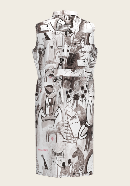 The Horse Fair Monochrome Sleeveless Shirt Dress